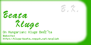 beata kluge business card